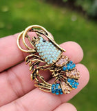 Shrimp Celebrity Brooch Stunning Vintage Look Retro Style Prawn Broach Pin R1