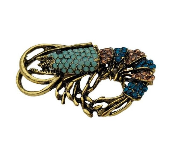 Shrimp Celebrity Brooch Stunning Vintage Look Retro Style Prawn Broach Pin R1