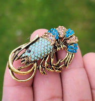 Shrimp Celebrity Brooch Stunning Vintage Look Retro Style Prawn Broach Pin R1