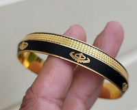 Khanda Kara Black Gold Plated One Edge Kada Sikh Singh Kaur Khalsa Bangle K30