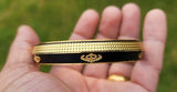 Khanda Kara Black Gold Plated One Edge Kada Sikh Singh Kaur Khalsa Bangle K30