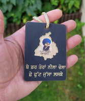 Baba Deep Singh ji Sant Bhindranwale Car Mirror HANGER Punjabi Wood Pendant GG8G