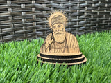 Sikh Guru Nanak Dev Ji Wood Carved Photo Portrait Sikh Desktop Stand Blessing OF