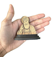 Sikh Guru Nanak Dev Ji Wood Carved Photo Portrait Sikh Desktop Stand Blessing OF