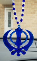 Acrylic blue punjabi sikh kaur singh khanda stunning pendant car rear mirror