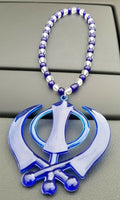 Acrylic blue punjabi sikh kaur singh khanda stunning pendant car rear mirror