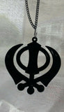 Black acrylic khanda punjabi sikh singh kaur pendant car rear mirror hanging ss1
