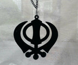 Black acrylic khanda punjabi sikh singh kaur pendant car rear mirror hanging ss1