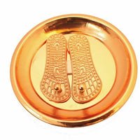 Auspicious copper finish ma goddess laxmi charan paduka slipper talisman amulet