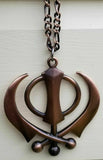 Punjabi sikh large copper colour singh kaur khanda car rear mirror pendant ss5xl