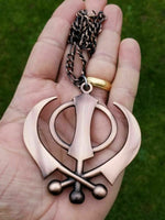 Punjabi sikh large copper colour singh kaur khanda car rear mirror pendant ss5xl