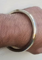 Sikh kara stainless steel flat smooth 3 brass lines kada singh kaur bangle v20