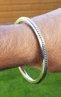 Sikh kara stainless steel twisted brassedge flat kada singh kaur karra bangle w2