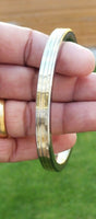 Sikh kara stainless steel flat smooth 3 brass lines kada singh kaur bangle v20