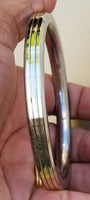 Sikh kara stainless steel flat smooth 3 brass lines kada singh kaur bangle v20