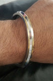Stunning stainless steel two brass lines one edge plain sikh kaur singh kara m2