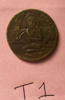 Rare Antique Brass Sikh Guru Nanak Sat Kartar Nanakshahi Good Luck Gift Token T1