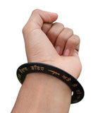 Sikh Sarbloh Kara Har Maidan Fateh Black Kada Gold Engraved Singh Bangle S13 NEW