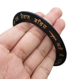 Sikh Sarbloh Kara Har Maidan Fateh Black Kada Gold Engraved Singh Bangle S13 NEW