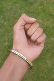 Mool Mantar Kara Smooth Flat Stainless Steel Brass Line Singh Kaur Kada Sikh T5