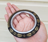 Sarbloh Tooth Kara Floral design Chakri Karha Punjabi Kada Sikh Singh Bangle N10