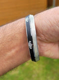 Khanda Kara Black Silver Plated One Edge Kada Sikh Singh Kaur Khalsa Bangle K31