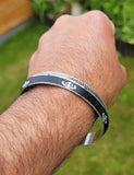 Khanda Kara Black Silver Plated One Edge Kada Sikh Singh Kaur Khalsa Bangle K31