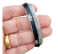 Khanda Kara Black Silver Plated One Edge Kada Sikh Singh Kaur Khalsa Bangle K31