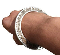 Stainless Steel Kara Floral Gurmukhi Karha Punjabi Kada Sikh Singh Bangle Y6