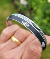 Khanda Kara Black Silver Plated One Edge Kada Sikh Singh Kaur Khalsa Bangle K31