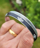 Khanda Kara Black Silver Plated One Edge Kada Sikh Singh Kaur Khalsa Bangle K31