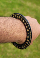 Sant Bhindranwale Kara Gurmukhi Black Gold Sarbloh Kada Sikh Singh Bangle EE12