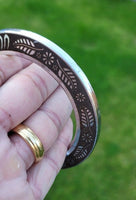 Stainless Steel Kara Floral designer Karha Punjabi Kada Sikh Singh Bangle i19