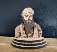 Sikh Guru Ram Das Ji Wood Carved Photo Portrait Sikh Desktop Stand Blessing OF25