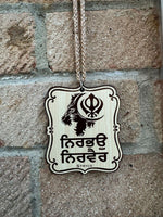 Sikh Gurmukhi Khanda Pendant Evil Eye Protection Car Rear Mirror Wood Hanger OFJ