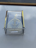 Sikh Khanda Pippal Leaf Stand Gold Plated Desktop Car Dashboard Blessing Luck OF