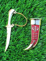 Stainless steel sikh Kirpan Siri Sahib taksali Singh Gold Red Khanda engraved NN