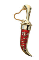 Stainless steel sikh Kirpan Siri Sahib taksali Singh Gold Red Khanda engraved NN
