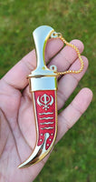 Stainless steel sikh Kirpan Siri Sahib taksali Singh Gold Red Khanda engraved NN