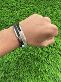 Chrome Plated Kara Thick Collar One Edge Kada Sikh Bangle Singh Kaur Khalsa OF12