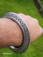 Sikh Kara Sarbloh Pure Iron Cut Floral Chakri Kada Khalsa Warrior Bangle OG5 New