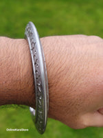 Sikh Kara Sarbloh Pure Iron Cut Floral Chakri Kada Khalsa Warrior Bangle OG5 New