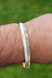 Sikh Kara Two Tone Gold Silver Plated Singh Khalsa Kada Kaur Bangle 5k Kakar BBB