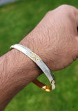 Sikh Kara Two Tone Gold Silver Plated Singh Khalsa Kada Kaur Bangle 5k Kakar BBB