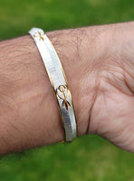 Sikh Kara Two Tone Gold Silver Plated Singh Khalsa Kada Kaur Bangle 5k Kakar BBB