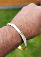 Sikh Kara Two Tone Gold Silver Plated Singh Khalsa Kada Kaur Bangle 5k Kakar BBB