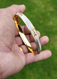 Sikh Kara Two Tone Gold Silver Plated Singh Khalsa Kada Kaur Bangle 5k Kakar BBB