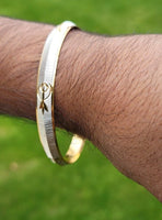 Sikh Kara Two Tone Gold Silver Plated Singh Khalsa Kada Kaur Bangle 5k Kakar BBB