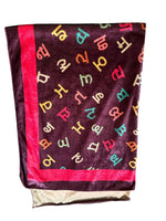 Gurmukhi Urra Airra Alphabet Panjabi Velvet Shawl Punjabi Indian Stole Warm Lohi