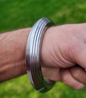 Sikh Kara Sarbloh Kada Pure Iron Lines Design Heavy Khalsa Warrior Bangle OG11